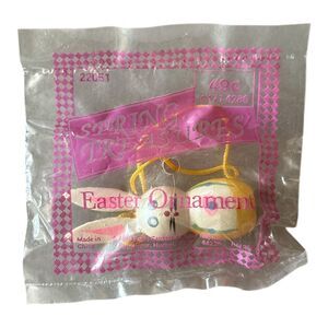 Vintage 1990 Spring Treasures Wooden Yellow Bunny Rabbit Easter Ornament *New